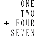 ONE+TWO+FORE=SEVEN